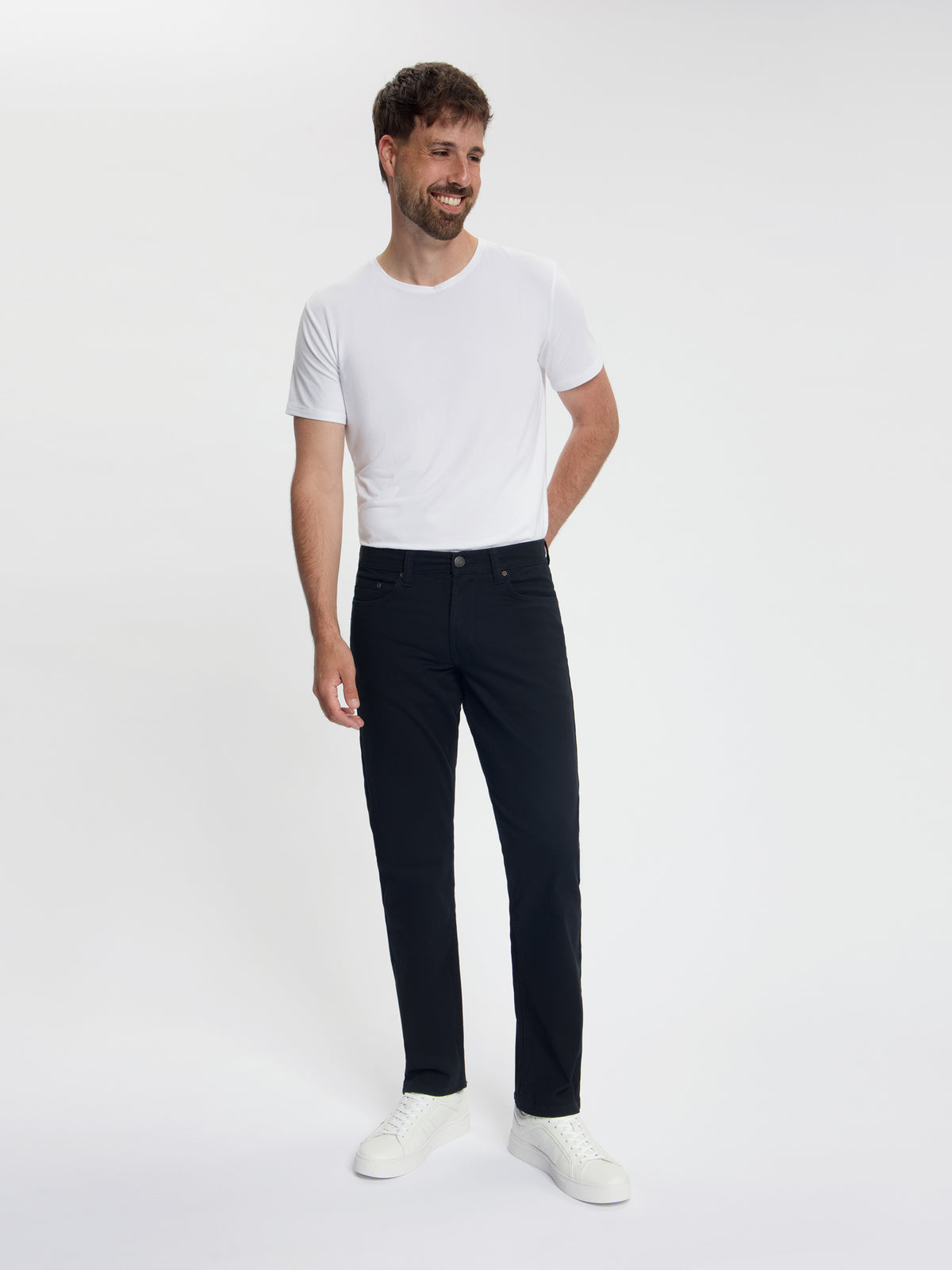 MASKOVICK Clinton Regular Fit Stretch Twill Broek Heren – Zwart / Black