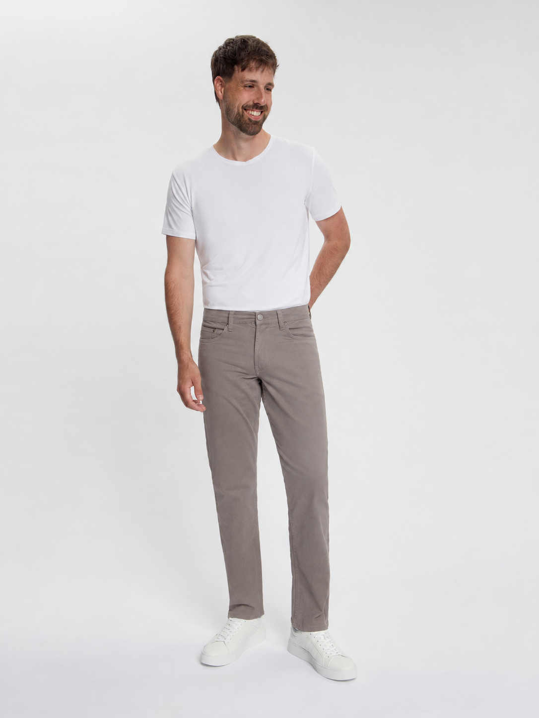 MASKOVICK Clinton Regular Fit Stretch Twill Broek Heren – Grey