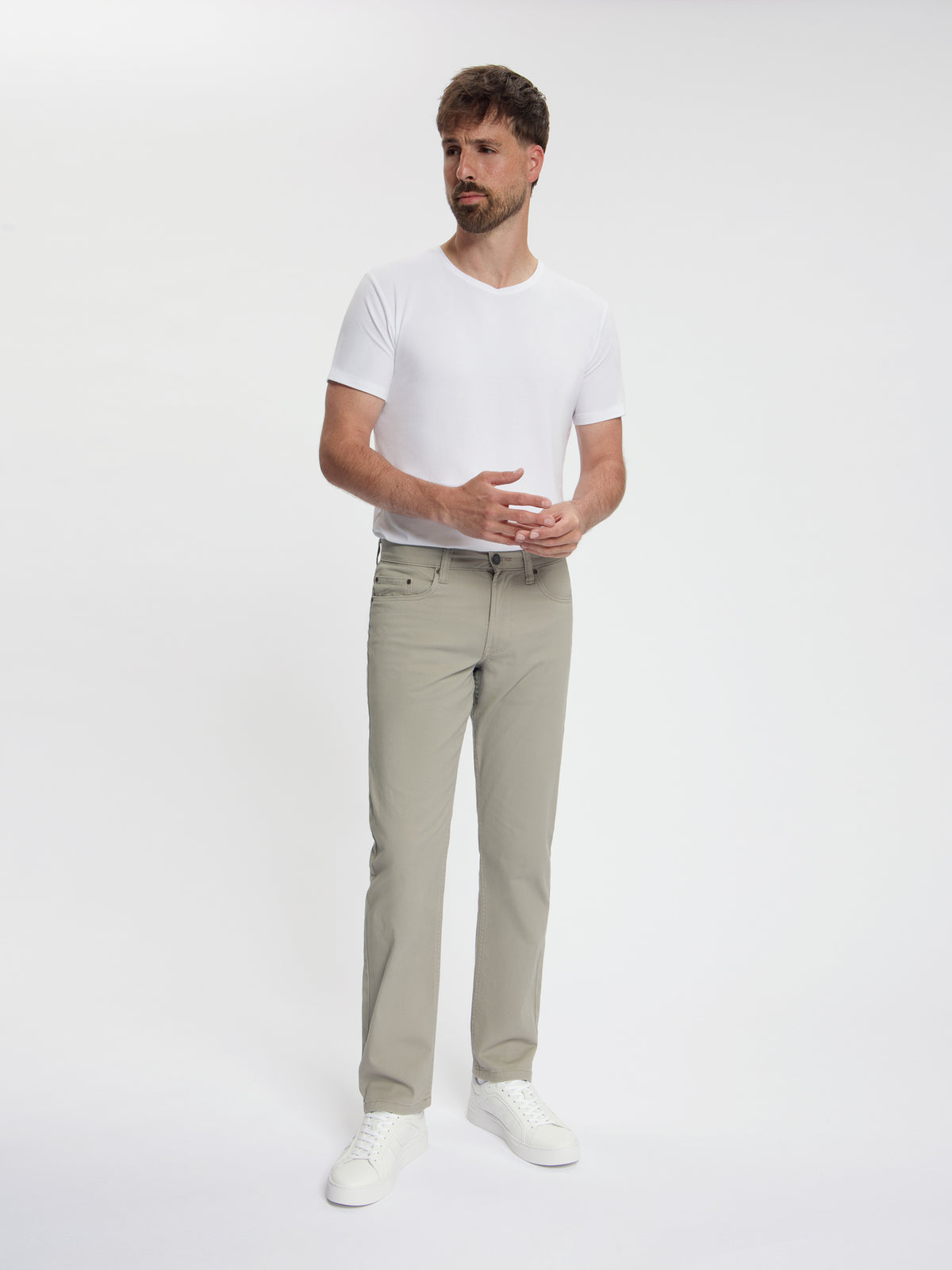 MASKOVICK Clinton Regular Fit Stretch Twill Broek Heren – Beige
