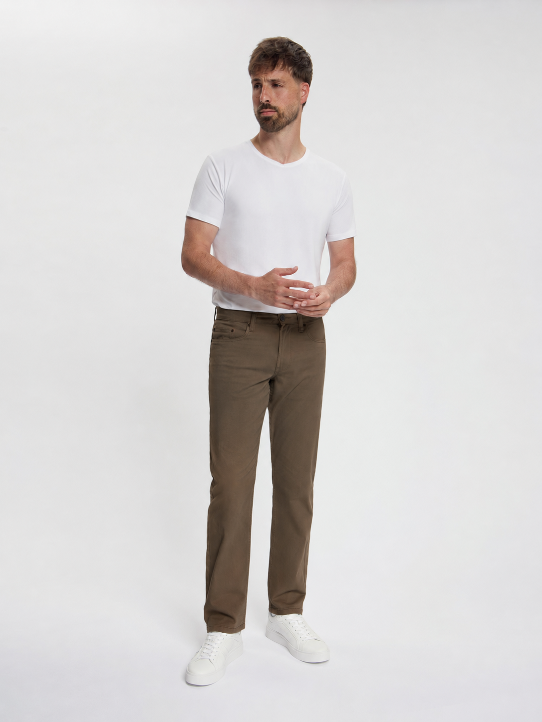 MASKOVICK Clinton Regular Fit Stretch Twill Broek Heren – Khaki